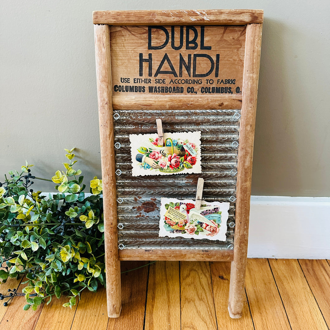 Upcycled Wash Board with Antique Calling Cards