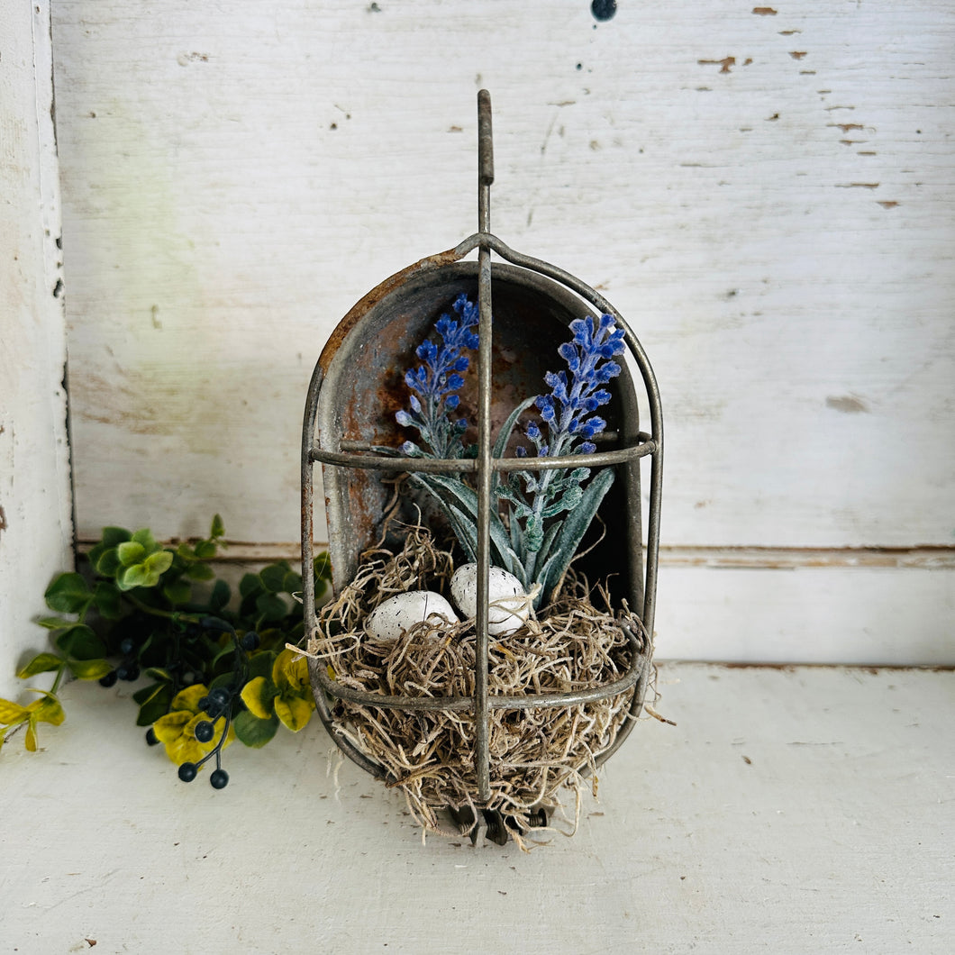 Rusty Light Cage with Lavender