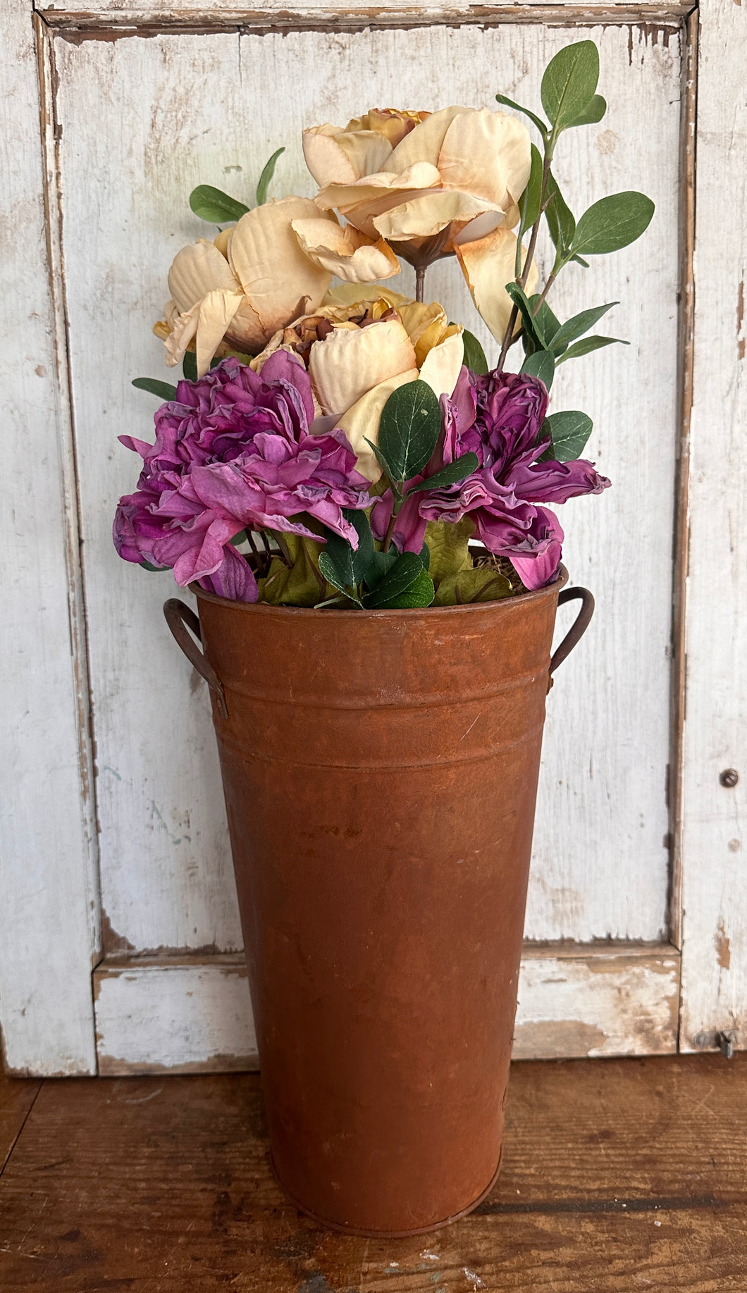 Heavy Rusty Planter with floral
