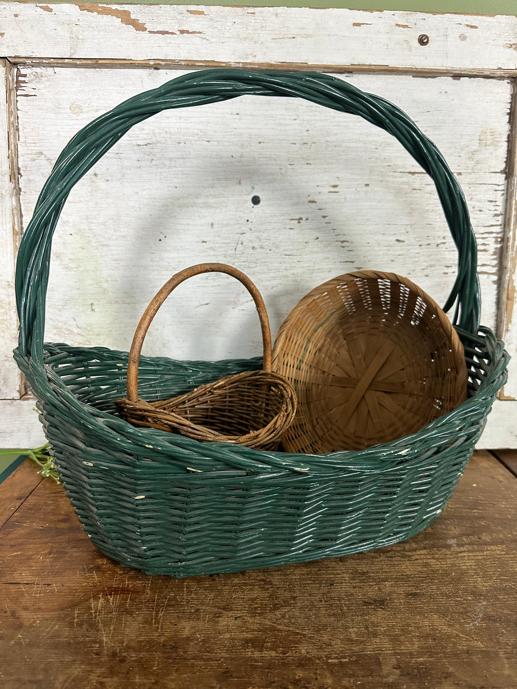 Green and Brown Basket Trio