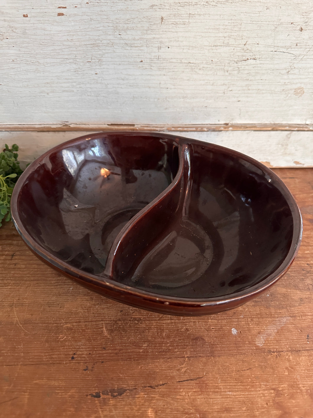 Vintage Mar-Crest Stoneware - Divided Vegetable Bowl in Colorado Brown - Retro Dinnerware