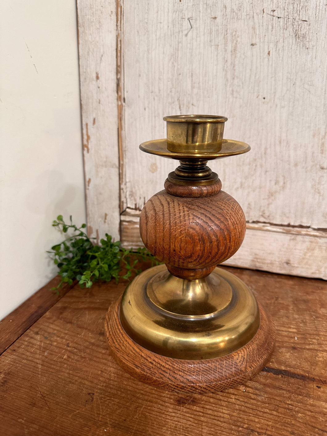 Wood and Brass Candlestick