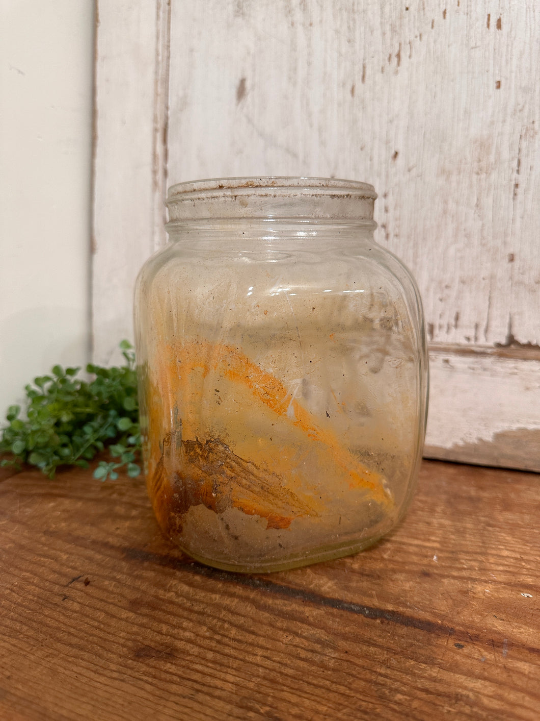 Glass Jar with Rust Patina