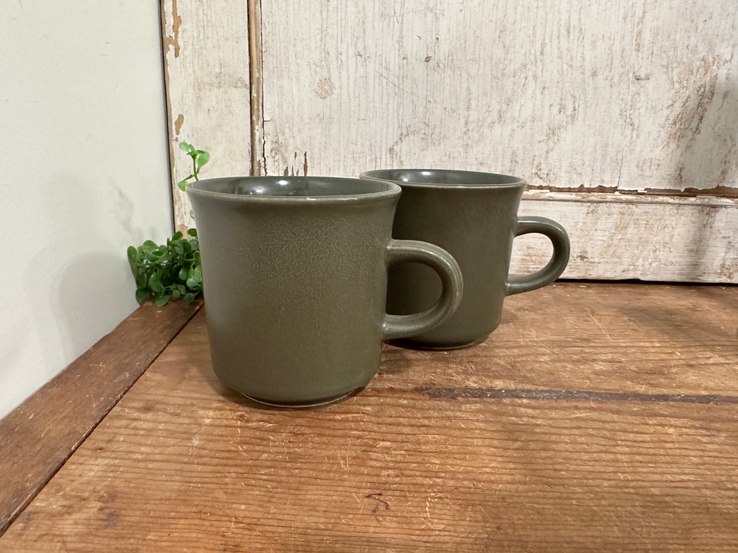 Green Stoneware Mugs