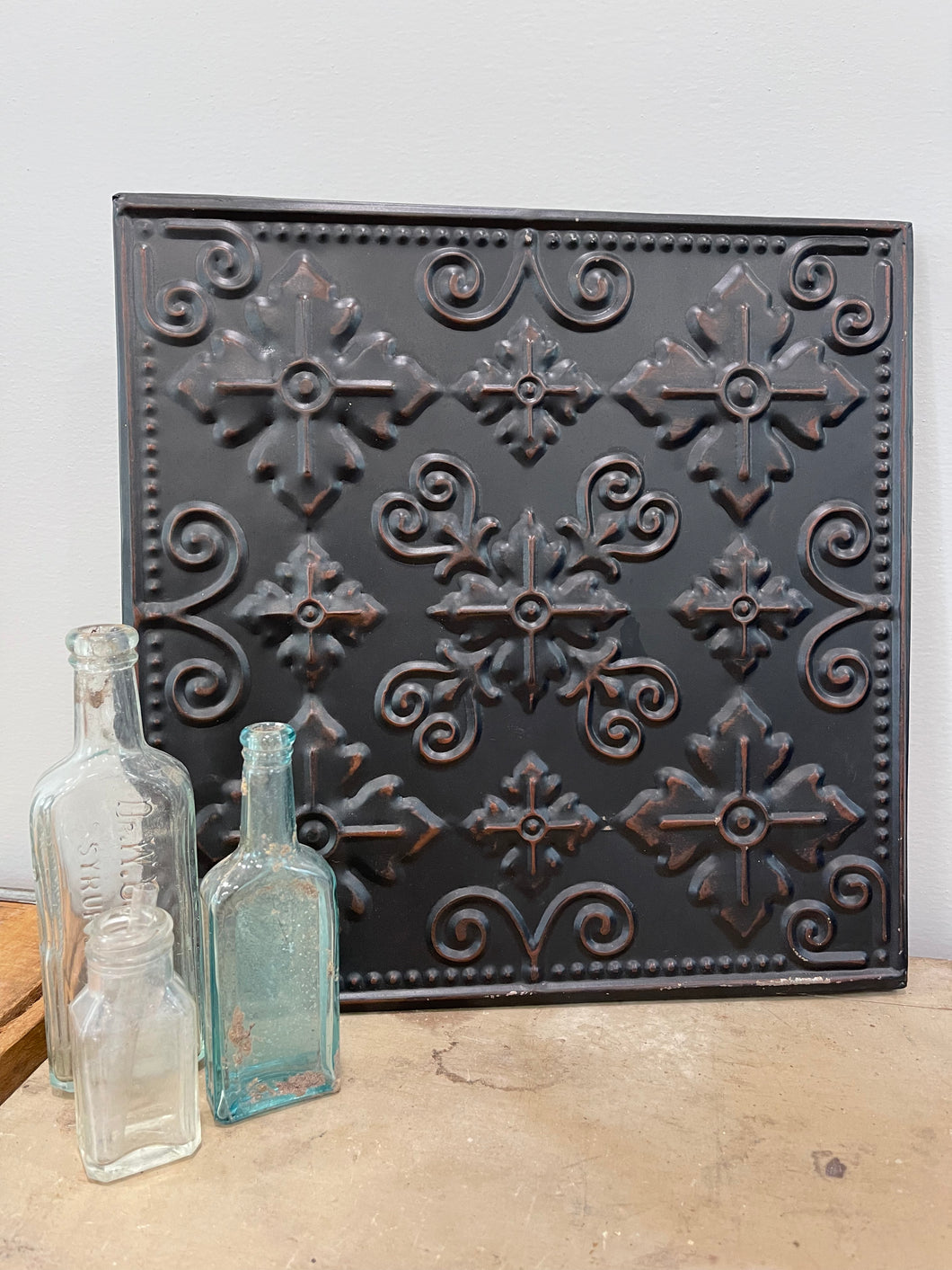 Black Ceiling Tin Wall Decor- sold individually, will be painted