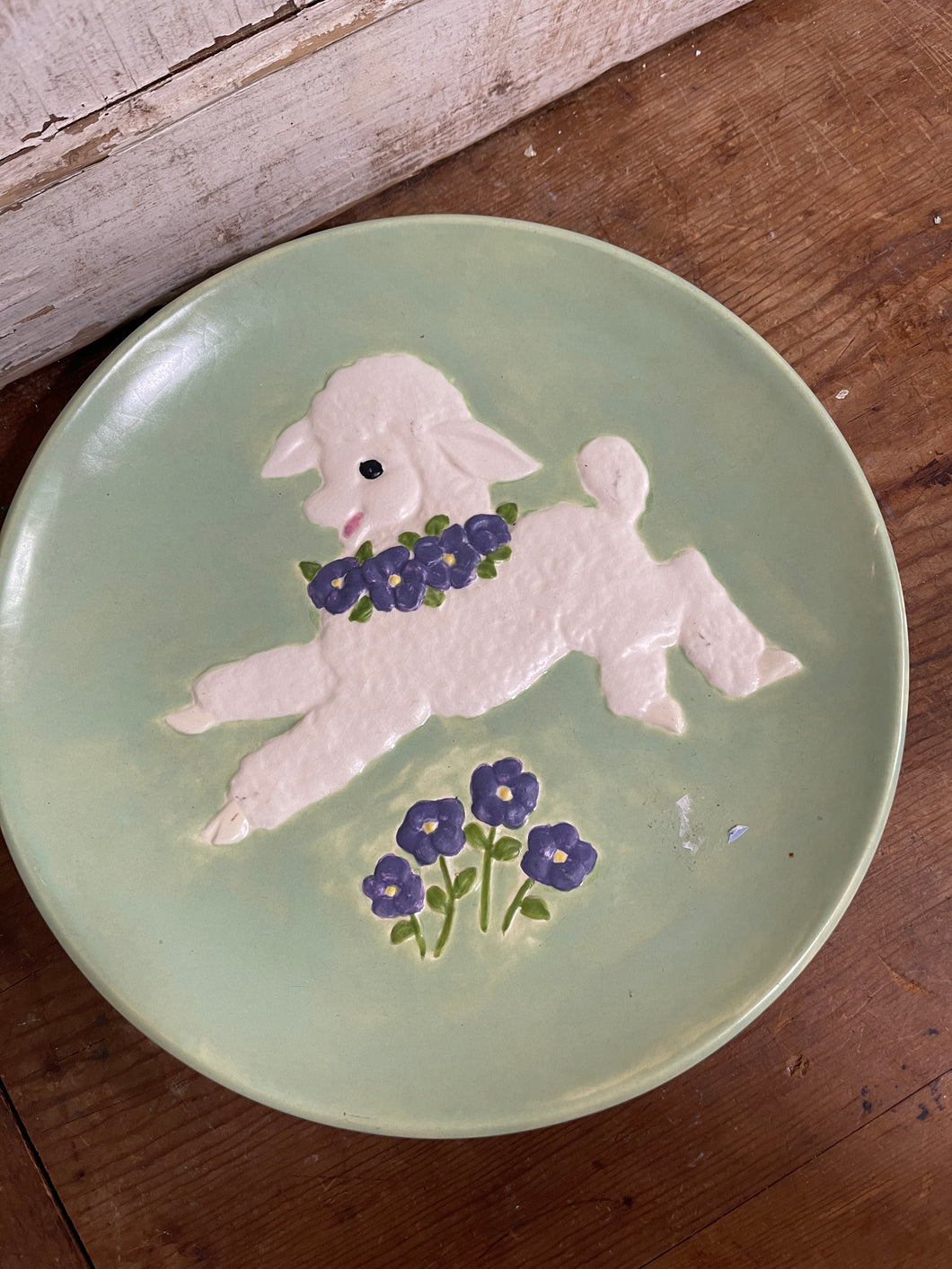 Vintage 1950s Jamar-Mallory Leaping Lamb Sheep Ceramic Plate